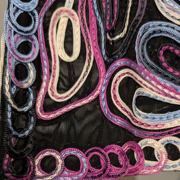 Embroidered Sheer Jacket Womens Size Small Mesh Colorful Artsy Casual Studio - Picture 10 of 10